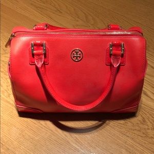 Tory Burch Robinson Middy Bowler Satchel - Coral